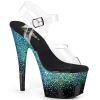 7inch   7 1 2inch heel clear black turquoise multi