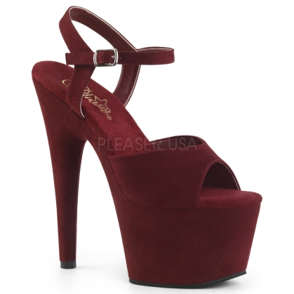 ADORE-709FS 7 inch Heel Burgundy Faux Suede Shoes