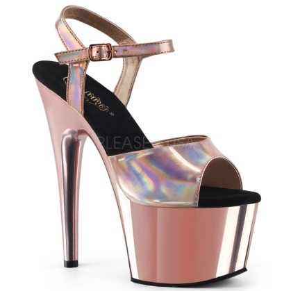 ADORE-709HGCH 7 inch Heel Rose Gold Chrome Shoes