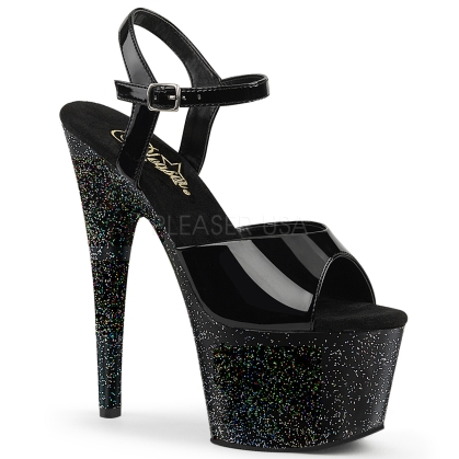 Black Mini Iridescent Glitters Black Patent Shoes