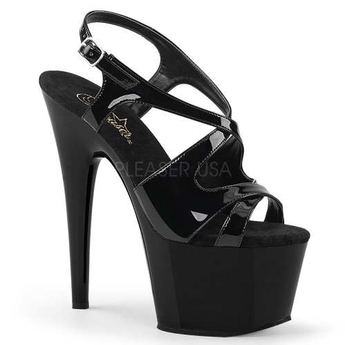 Black Patent Double Criss Cross Sling Back Shoe