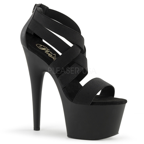 Black Straps Crisscross Exotic Platform Sandal