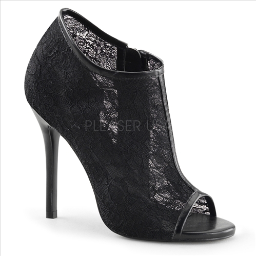 Our shoe is so glamorous it's hard to believe how durable this black lace mesh Victorian style shoe is. With its appealing open toe and soft black patent leather trim.