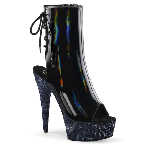 ankle mid calf boots black holo patent midnight bl