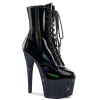 ankle mid calf boots black holo patent midnight bl