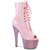 ankle mid calf boots baby pink holo patent baby pi