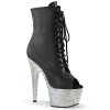 ankle mid calf boots black faux leather silver ab