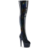 knee high boots black stretch holo patent midnight