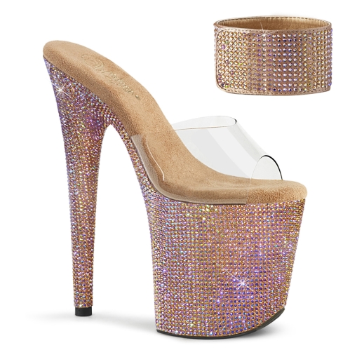 8inch heel clear rose gold multi rs