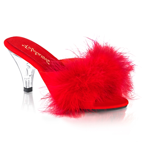 3inch belle red pu fur clear