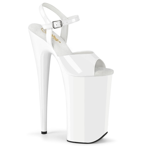 10inch heel white patent white