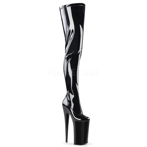 Black Patent Stretch Crotch Boot Full Length