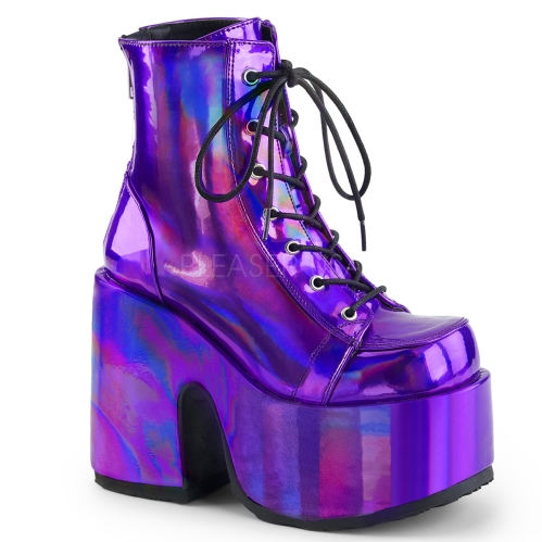 Purple Hologram Vegan Leather  Ankle Boot