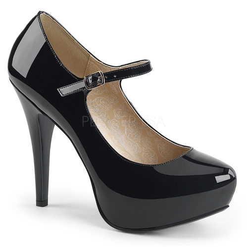 extended size black patent pump