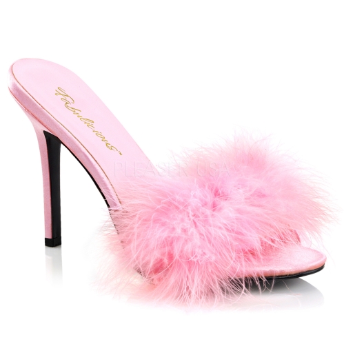 pink fur marabou slipper shoes