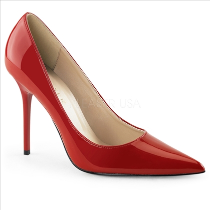 women's red paten high heel