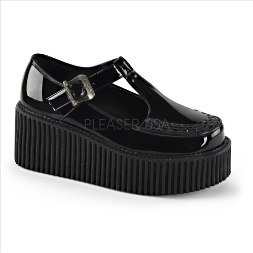 side cutout t-strap creeper shoes