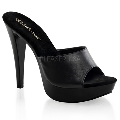 black leather strapless shoes