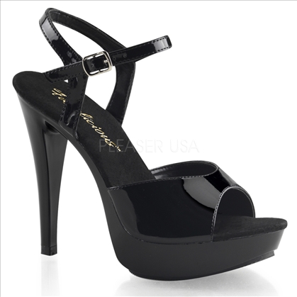 curved up platform black evening shoes