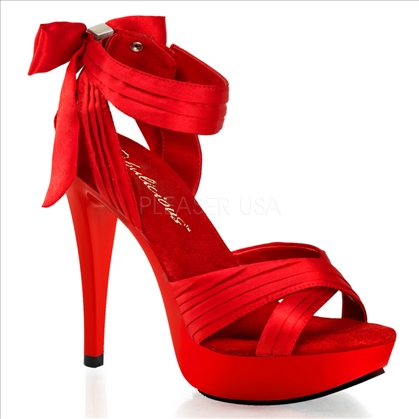 pleated strap red shoes