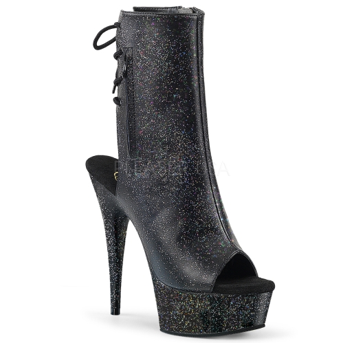 Black Matte Glitter Lace Up Platform Exotic Boot