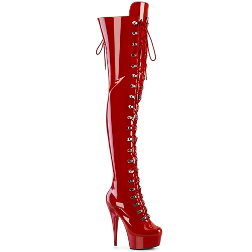 thigh high boots red stretch patent red