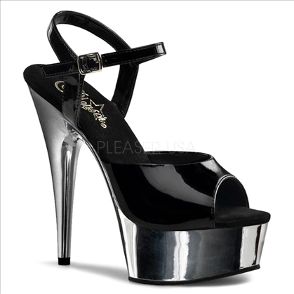 Pole Trick 6 Inch Heel Silver Patent Leather Shoe