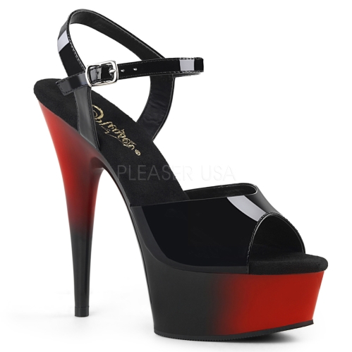 DELIGHT-609BR 6 inch Heel Black Red Two Tone Shoe