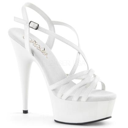 White Patent Criss-Cross Low Heel Exotic Shoes