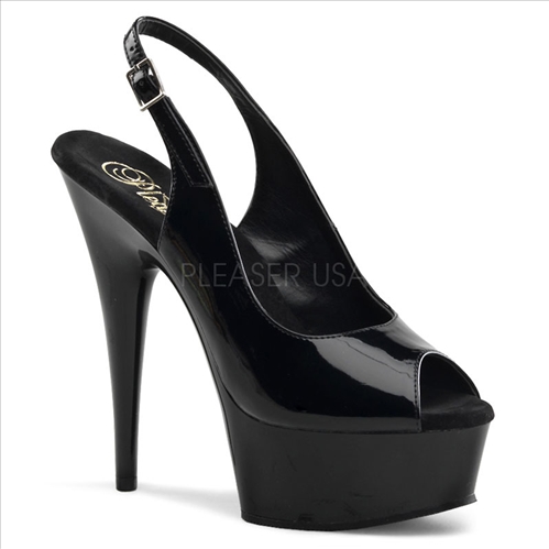 Slingback Black Patent Leather Open Toe Shoes