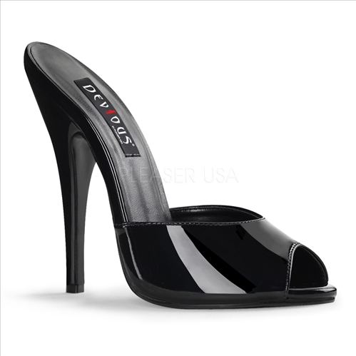 6 inch heel slide sandal shiny black patent women s shoe