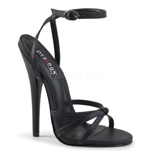 Black Matte Stiletto Heel Strappy Sandal