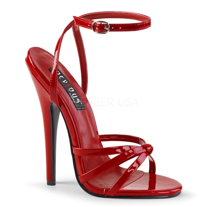 Red Patent Leather Stiletto Heel Strappy Sandal