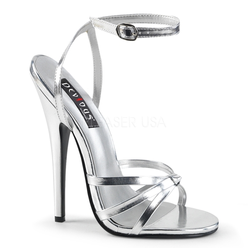 Silver Metallic Stiletto Heel Strappy Sandal