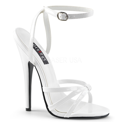 White Patent Leather Stiletto Heel Strappy Sandal