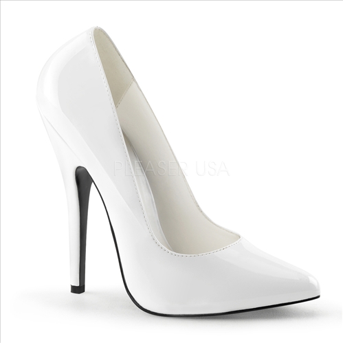 classic pump shiny white patent pointed toe shoe