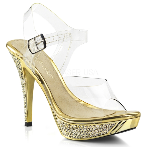Gold Sandal Rhinestone Embellished Heel