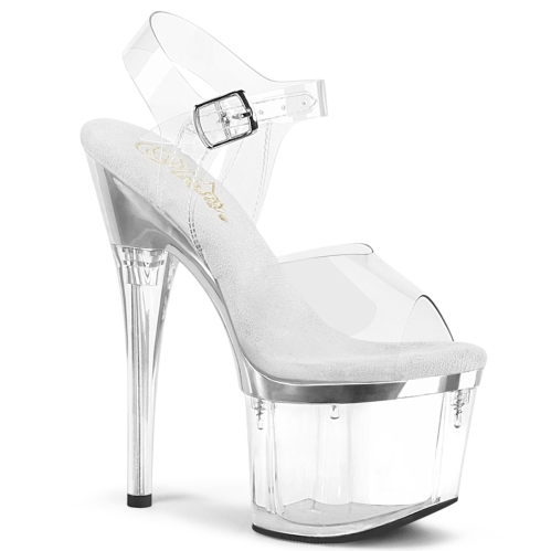 7inch   7 1 2inch heel clear silver chrome clear