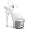 7inch   7 1 2inch heel clear clear silver glitter