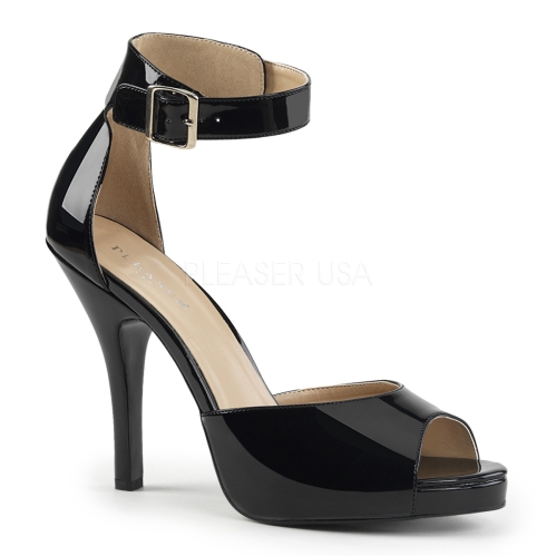 closed back with buckle ankle strap open toe black patent sandals