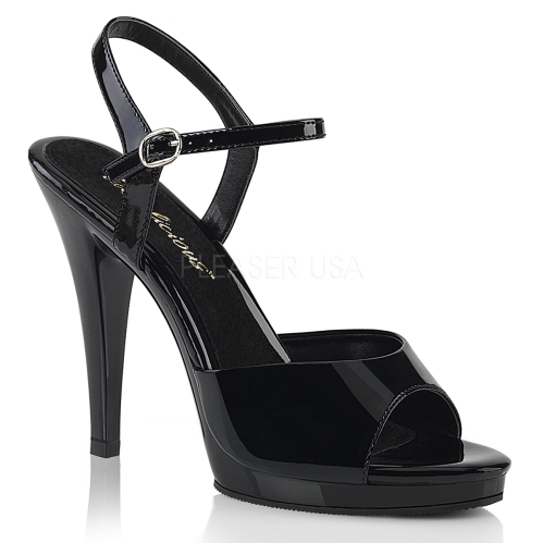 Black patent shoe 4 and half inch heel ankle strap