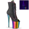 ankle mid calf boots black patent rainbow chrome