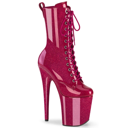 ankle mid calf boots fuchsia glitter patent m