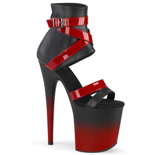 8inch heel black faux leather red patent black red