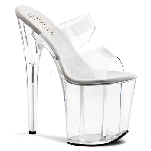 clear 8 inch heel 2 band 4 inch platform exotic stripper shoes