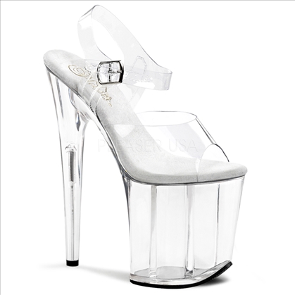 8 inch heel all clear ankle strap stripper shoes