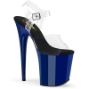 8inch heel clear royal blue