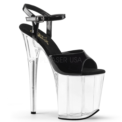 black patent top 8 inch heel clear platform exotic dance shoes