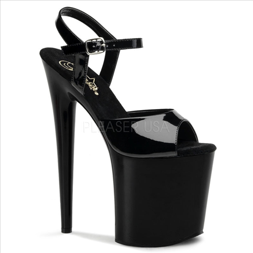 black patent top 8 inch heel black platform exotic dance shoes