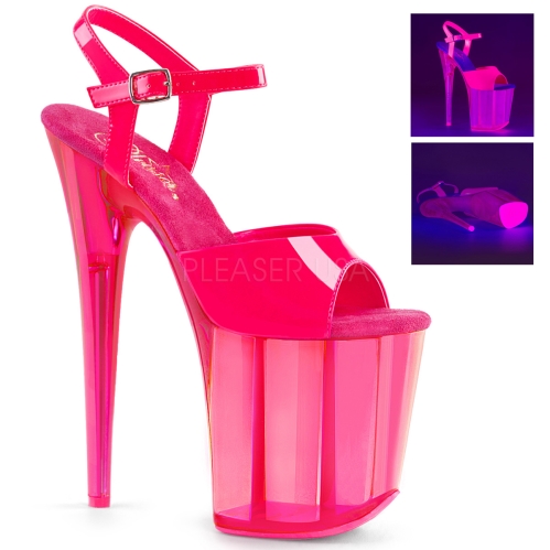 Hot Pink Tinted 8 Inch Stiletto Heel Platforms